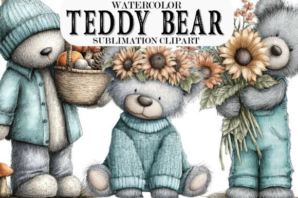 Whimsical Fall Teddy Bear Clipart