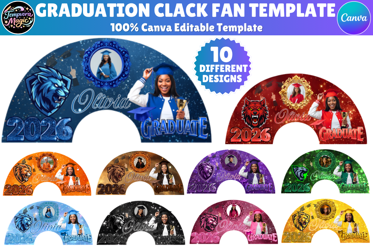 10 Graduation Clack Fan Canva Template Graphic by Tempvora Magic ...