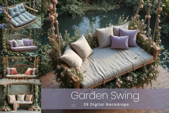 Preview of 29 Garden Swing Digital Backdrops digital backdrop