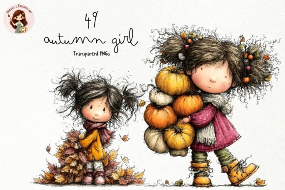 Autumn Girl PNG Clipart Bundle