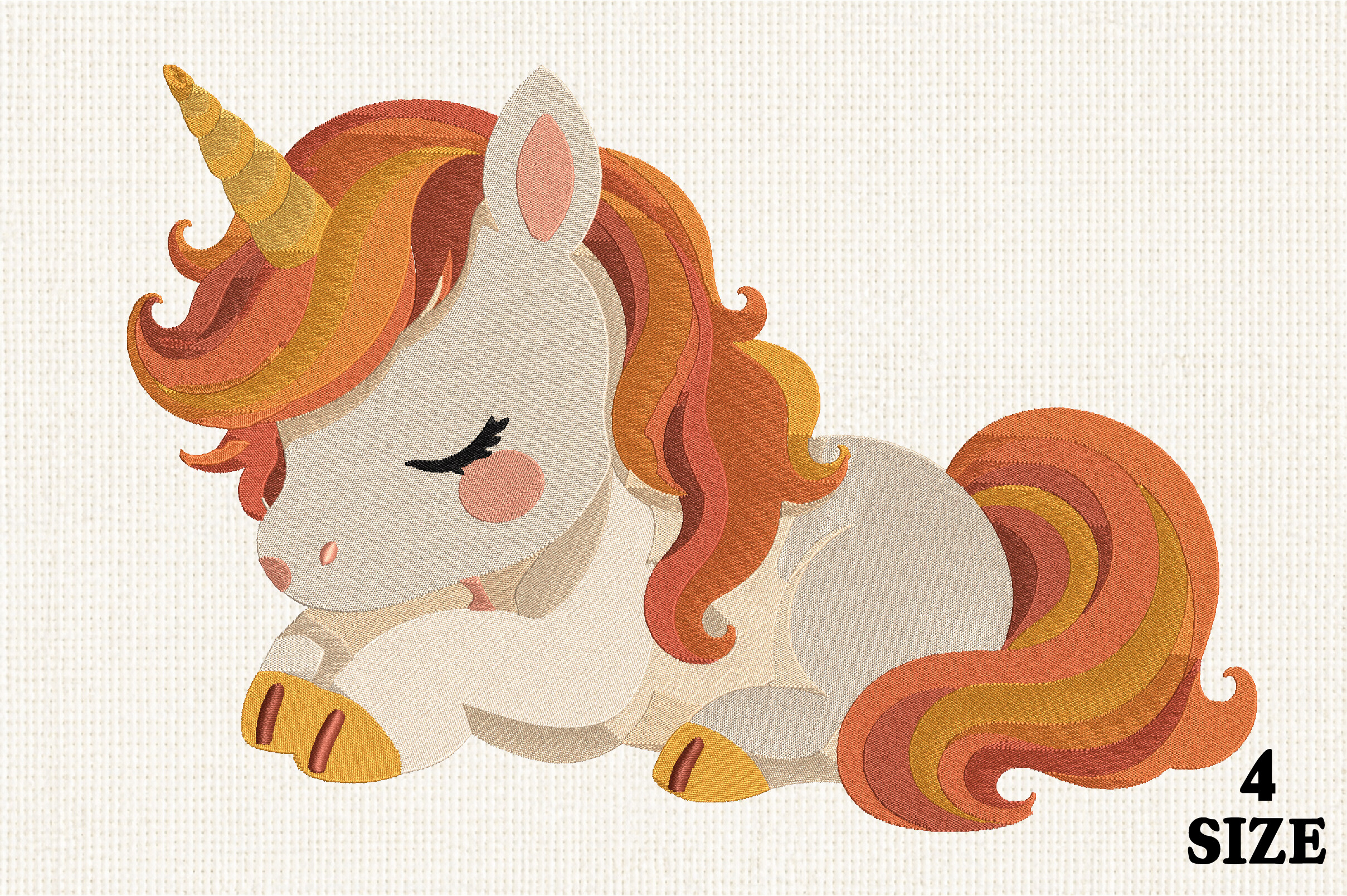 Autumn Sleepy Unicorn Embroidery Design