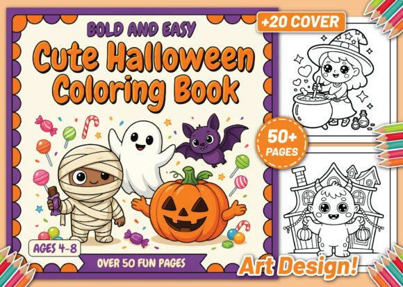 Bold Easy Cute Halloween Coloring Book