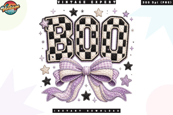 Buffalo Check Boo Patchwork PNG