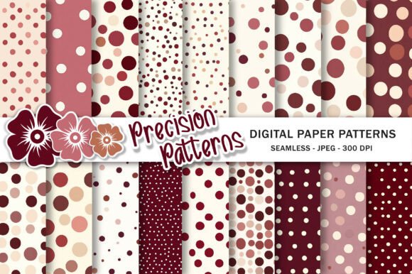 Burgundy Pink Polka Dot Digital Paper
