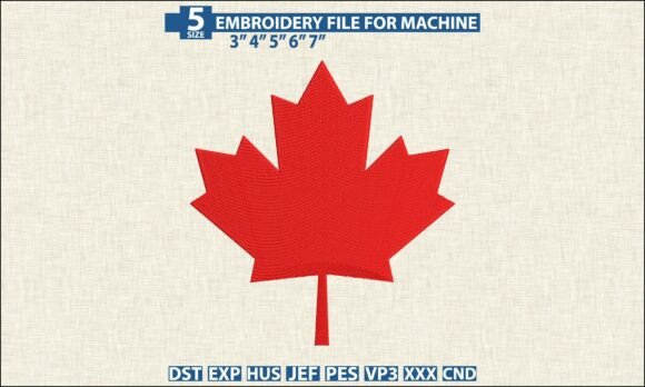 Canada Maple Leaf Embroidery DST PES