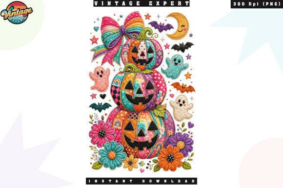 Colorful Halloween Pumpkin Patchwork PNG