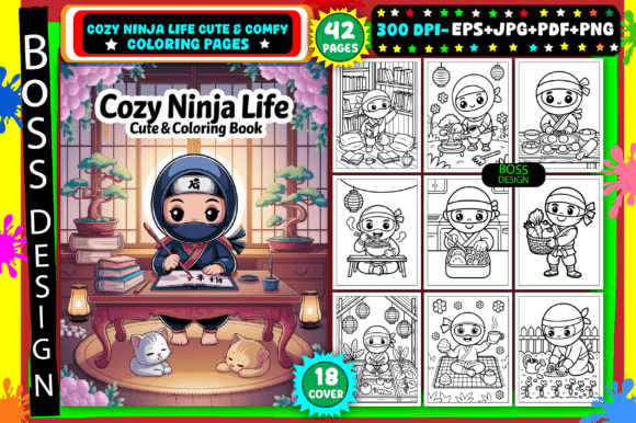 Cozy Ninja Life Cute & Comfy Coloring
