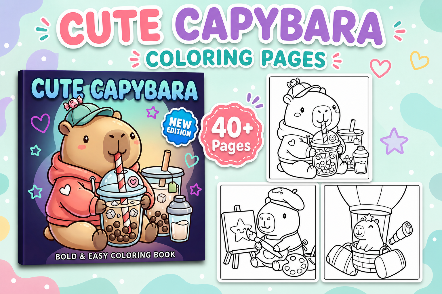 Cute Capybara Coloring Pages