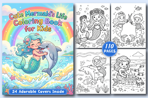 Preview of Cute Mermaid’s Life KIDS Coloring Pages coloring pages for kids