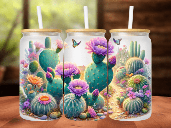 Desert Cactus Bloom 16oz Tumbler Wrap