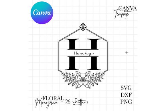 Floral Monogram SVG Letter H