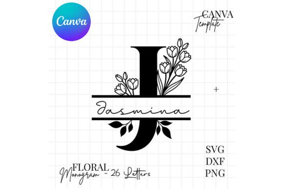 Floral Monogram SVG Letter J