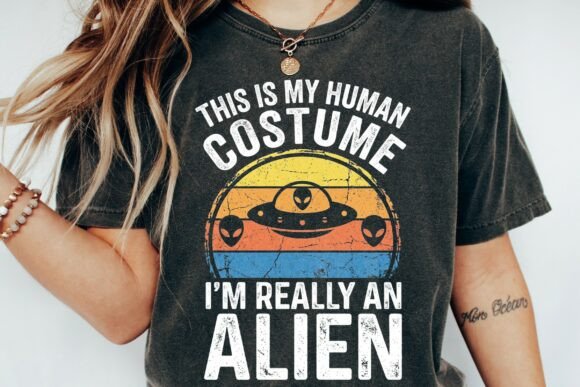 Funny Alien Human Costume Retro Ufo