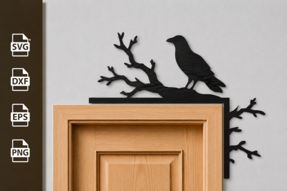Halloween Crow Door Corner Laser Cut