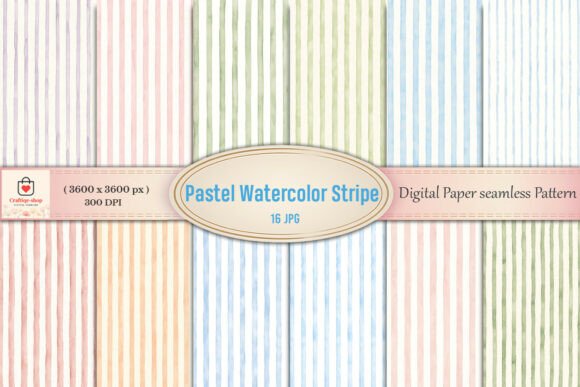 Pastel Watercolor Stripe Digital Paper P
