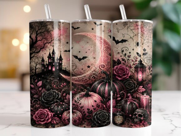 Pink Gothic Halloween 20oz Tumbler Wrap