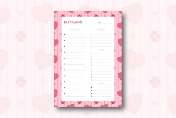 Pink Heart & Floral Daily Planner