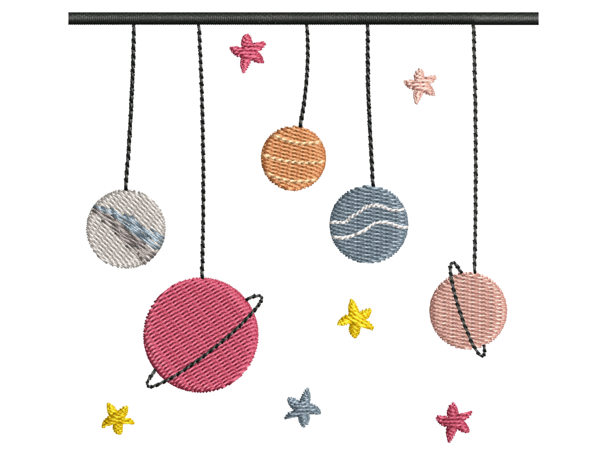 Planet Mobile Embroidery Pattern