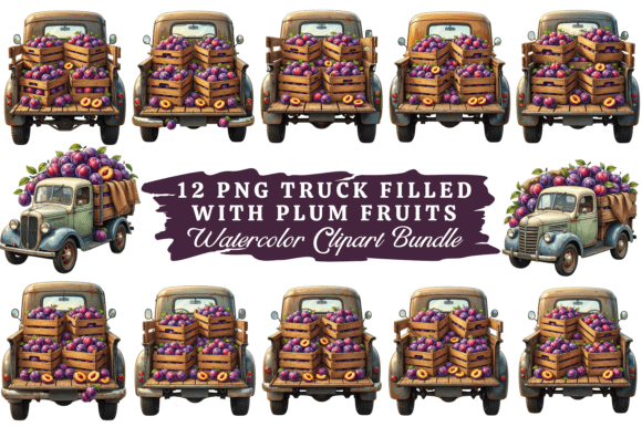 Plum Fruit Watercolor Clipart Bundle #19