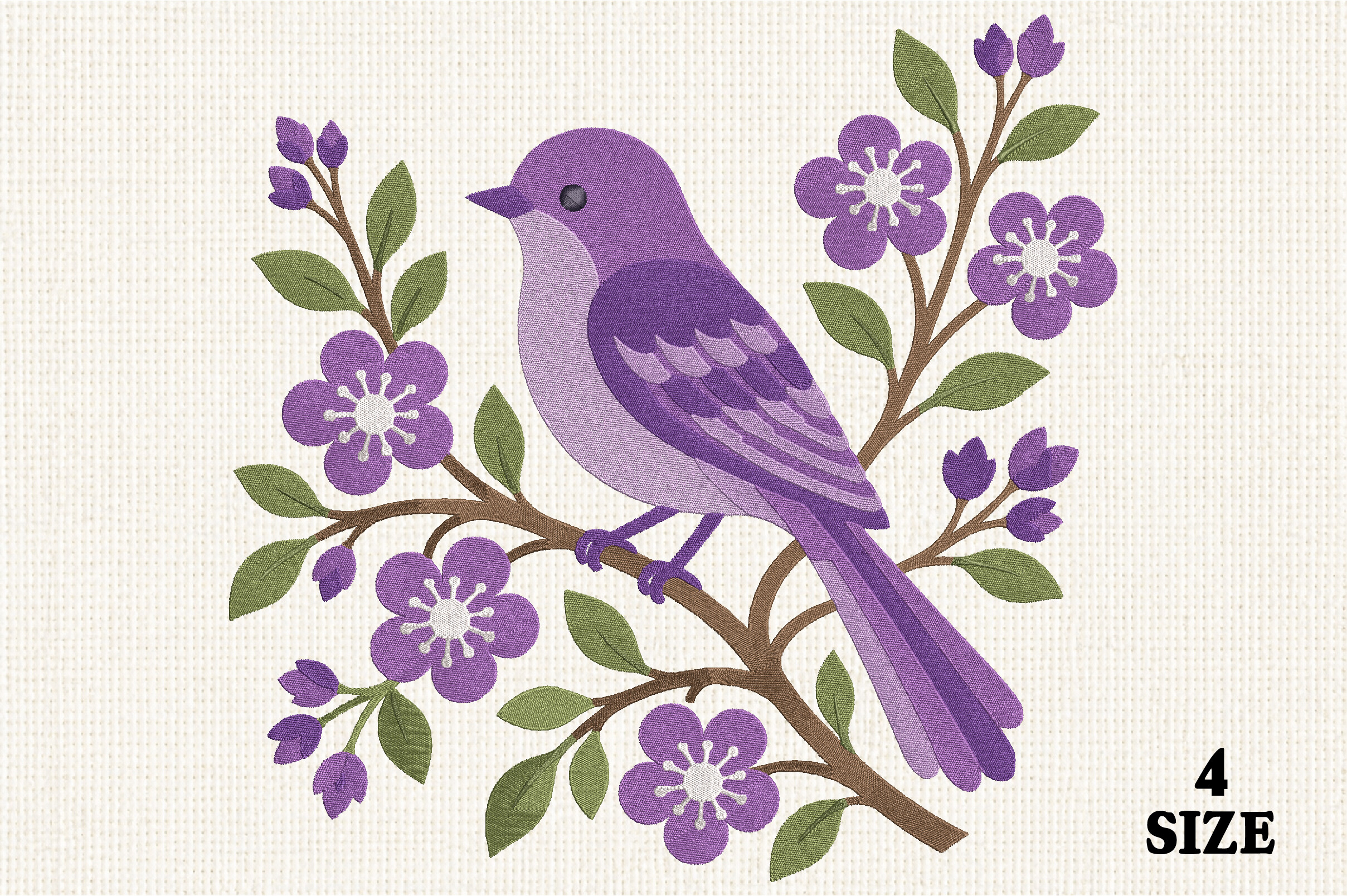 Purple Bird Embroidery Design