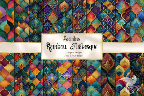 Rainbow Arabesque Digital Paper