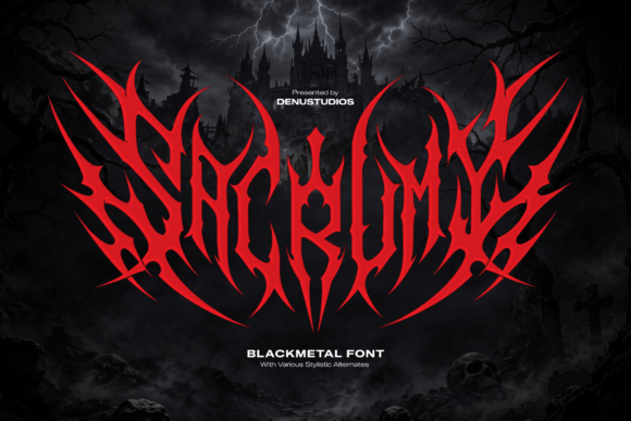 Preview specimen of Sacrumy blackletter font