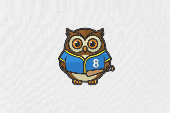 The Owl is a Baseball Player Embroidery