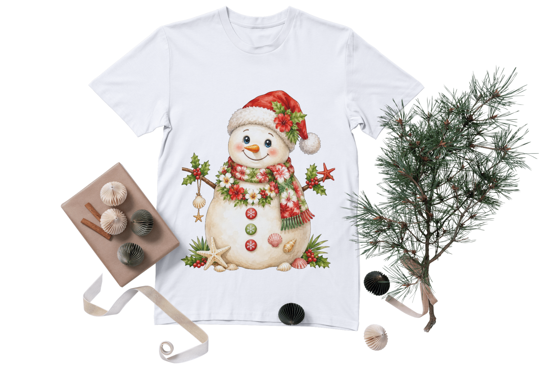 Tropical Christmas Clipart, Watercolor - photo 2