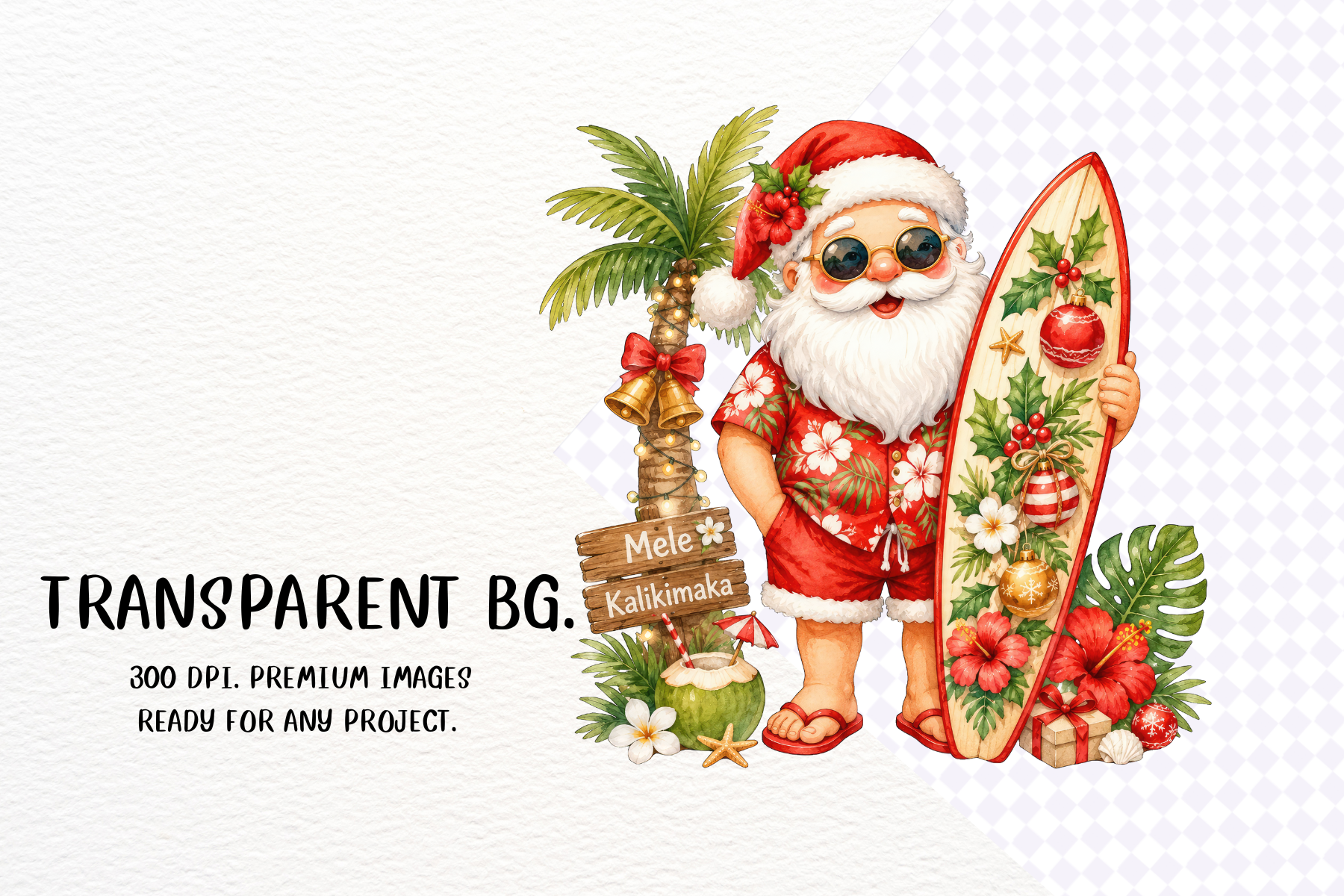 Tropical Christmas Clipart, Watercolor - photo 7