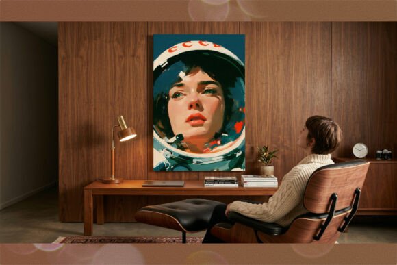Vintage Astronaut Woman Printable Wall