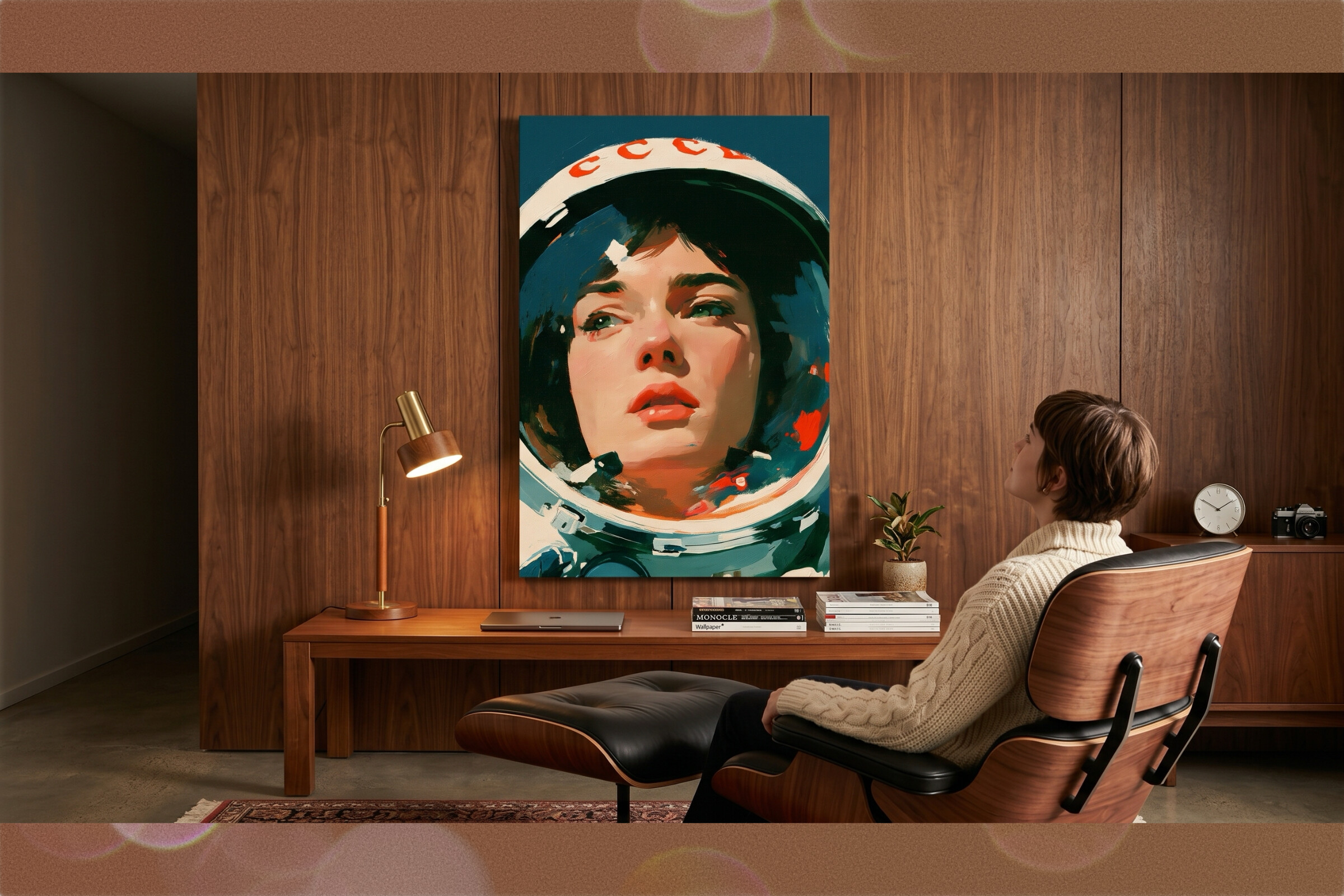 Vintage Astronaut Woman Printable Wall