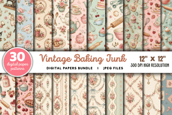 Vintage Baking Junk Journal Backgrounds