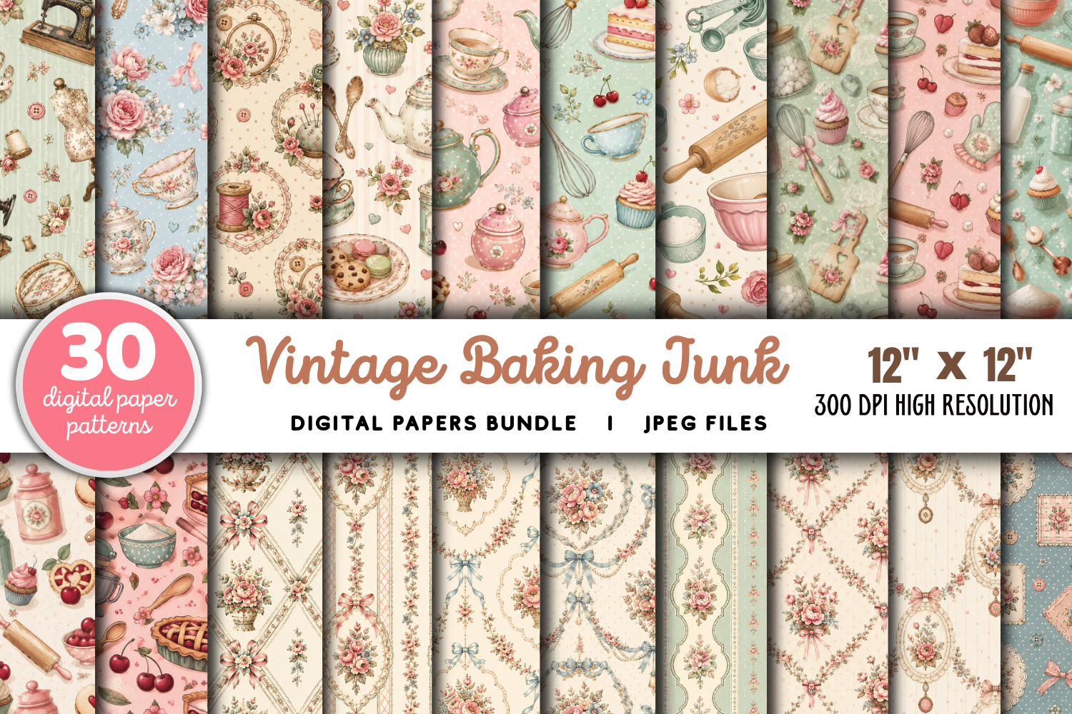 Vintage Baking Junk Journal Backgrounds