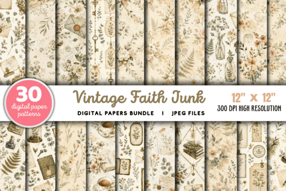 Vintage Faith Junk Journal Pages Bundle