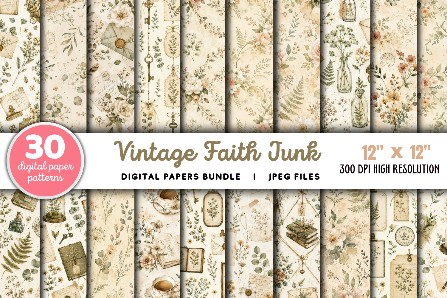 Vintage Faith Junk Journal Pages Bundle