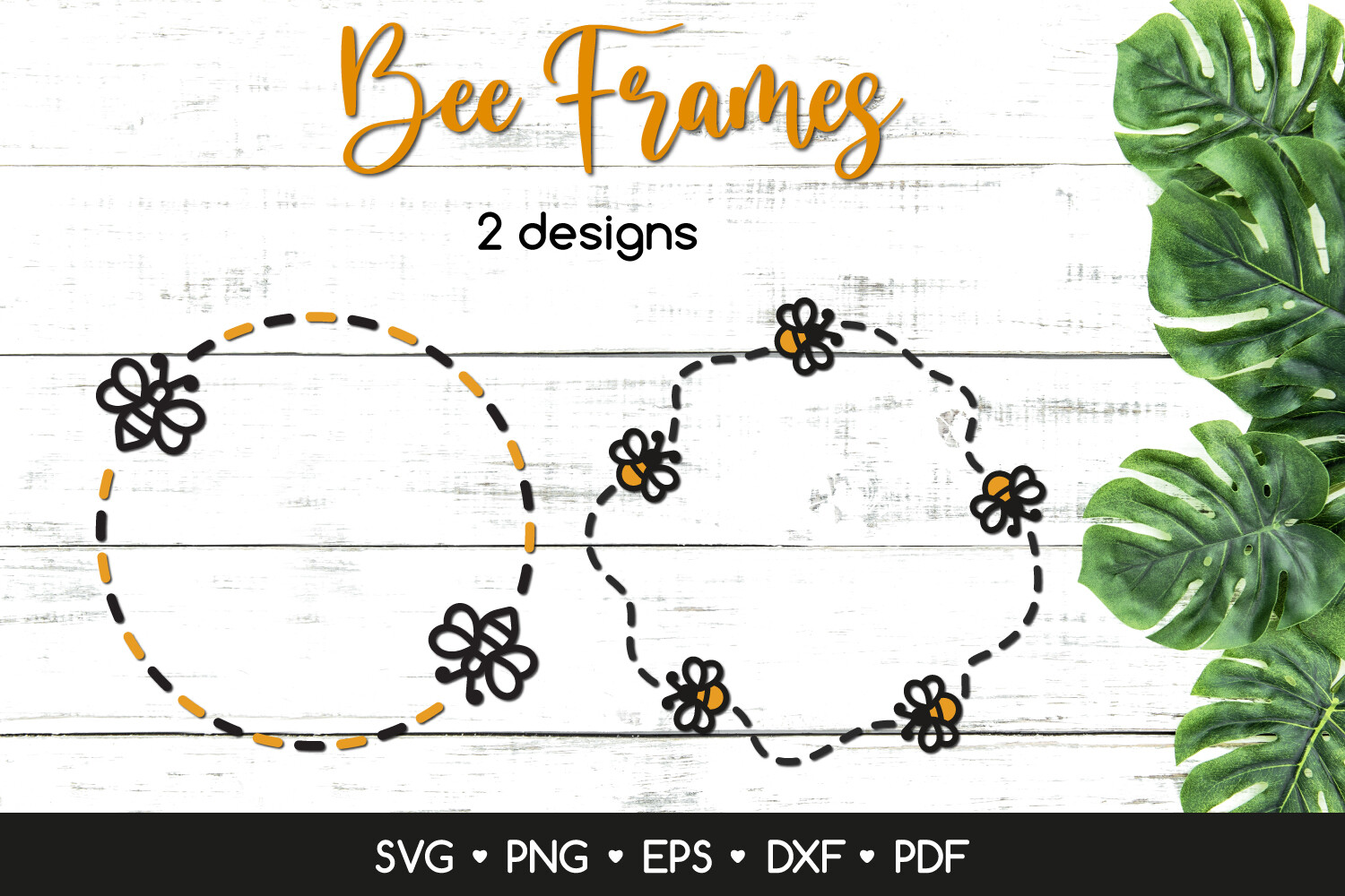 2 Round Bee Monogram Frames SVG