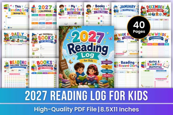 2027 Reading Log for Kids | Tracker Kdp