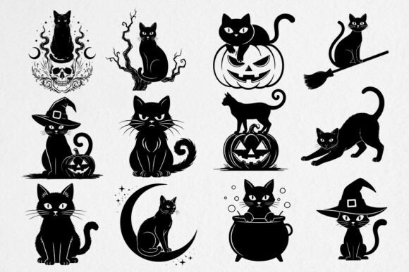 Black Halloween Cat SVG Bundle