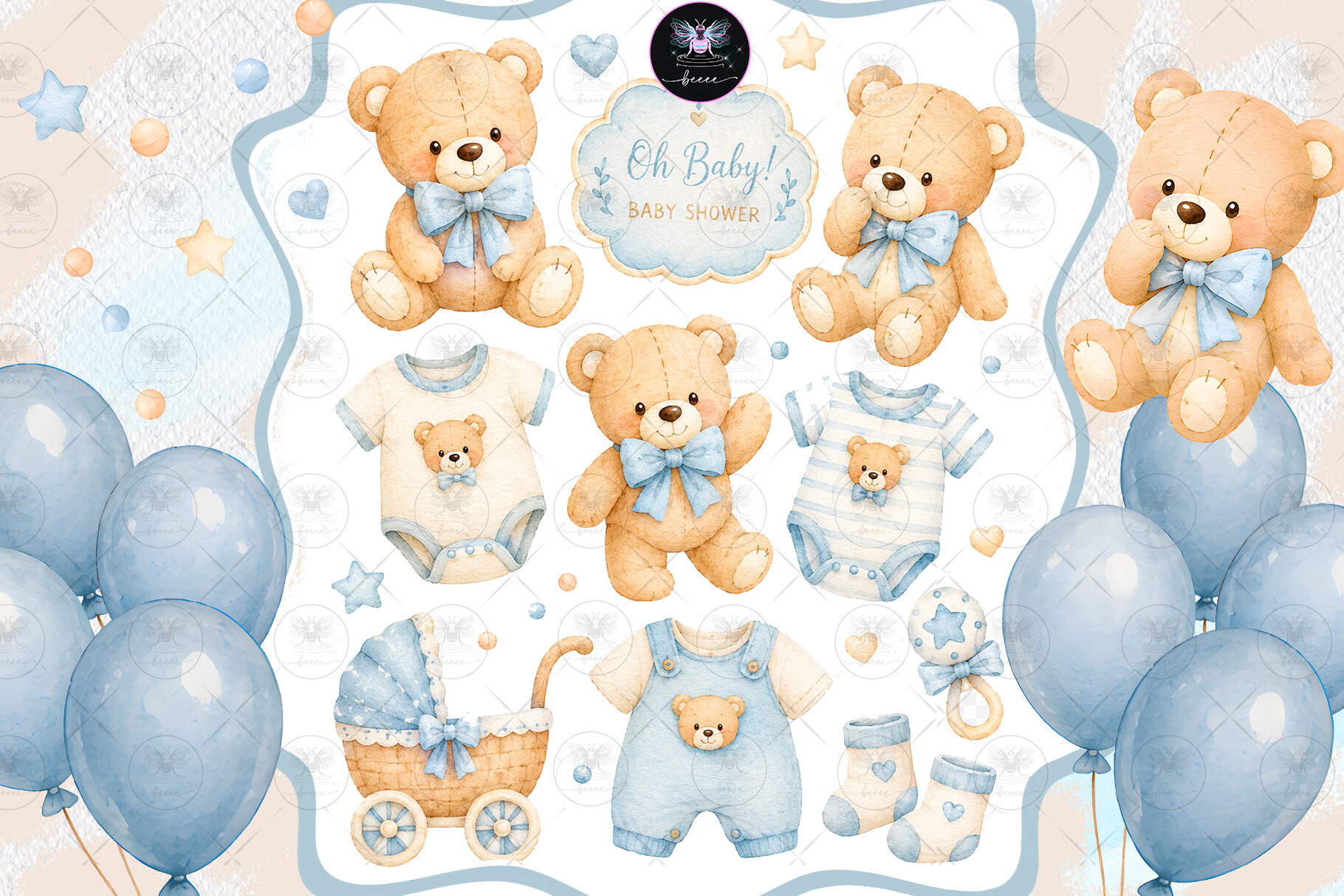 Blue Teddy Bear Baby Clipart - photo 1