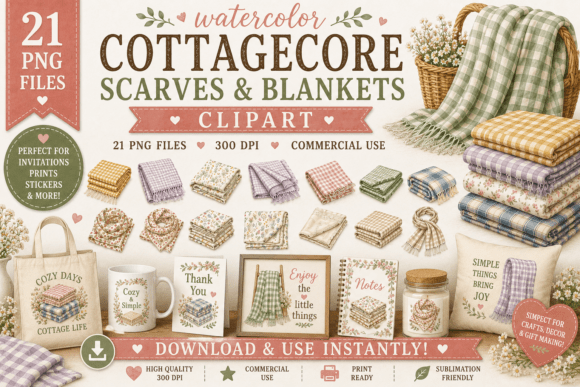 Cottagecore Scarves & Blankets Clipart