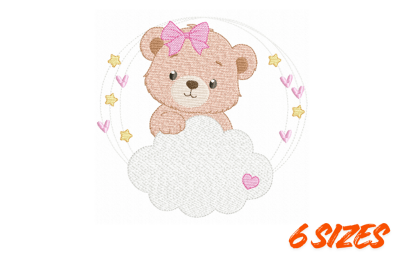 Cute Teddy Cloud Embroidery Design