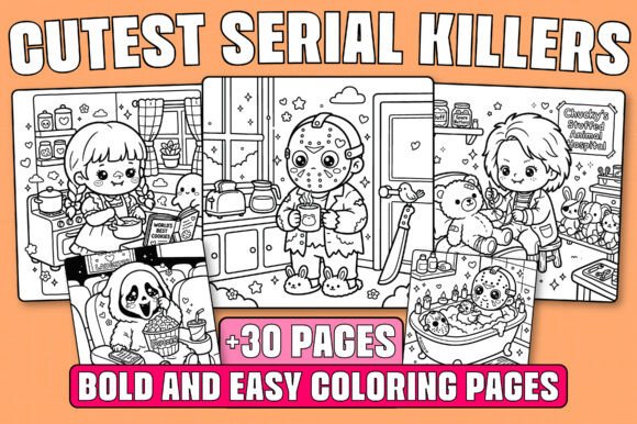 Preview of Cutest Serial Killers Coloring Book adult coloring pages