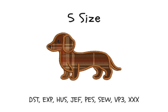 Dachshund Dog Applique Embroidery Design