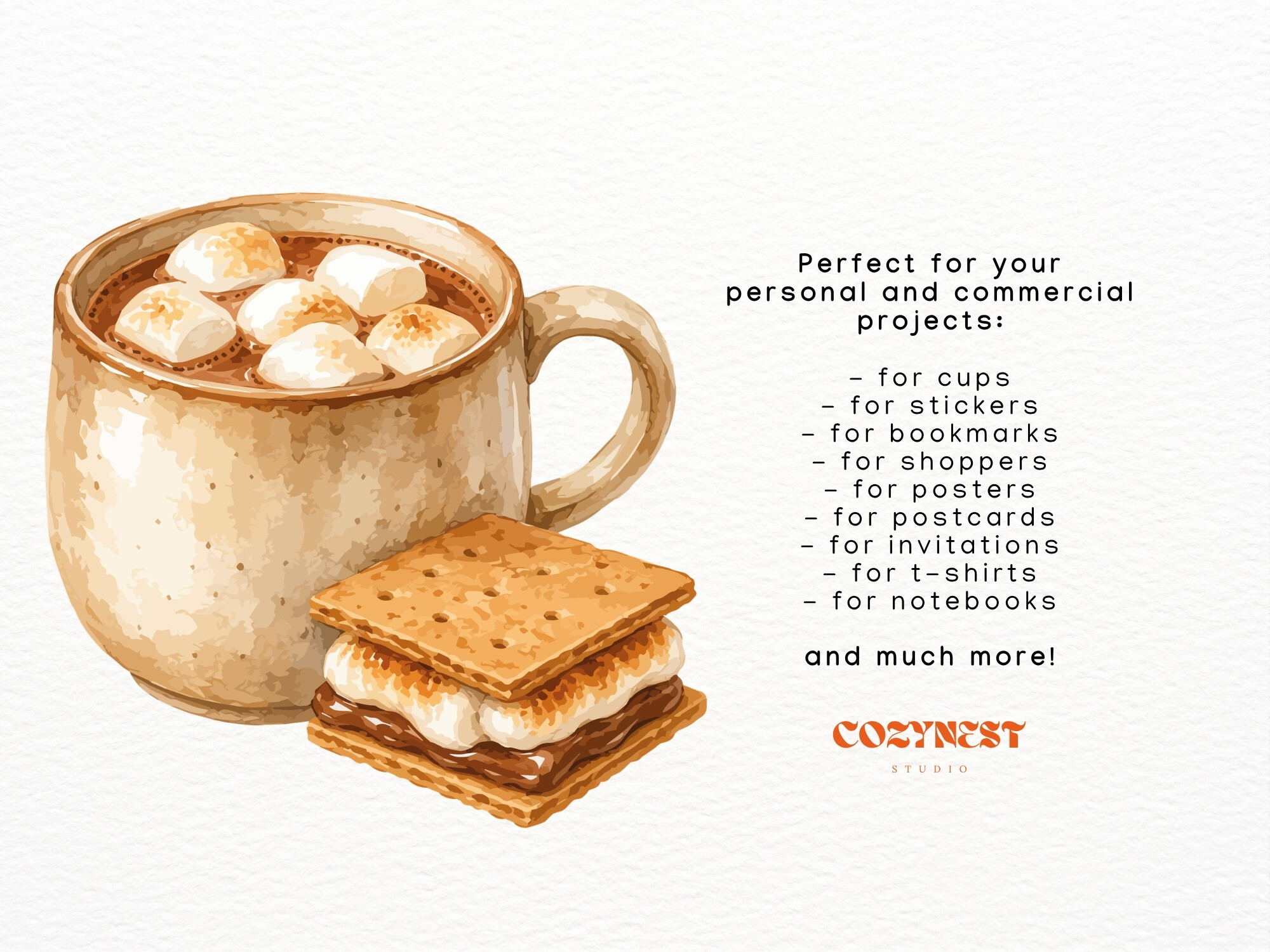Fall S’mores Watercolor Clipart Autumn - photo 3