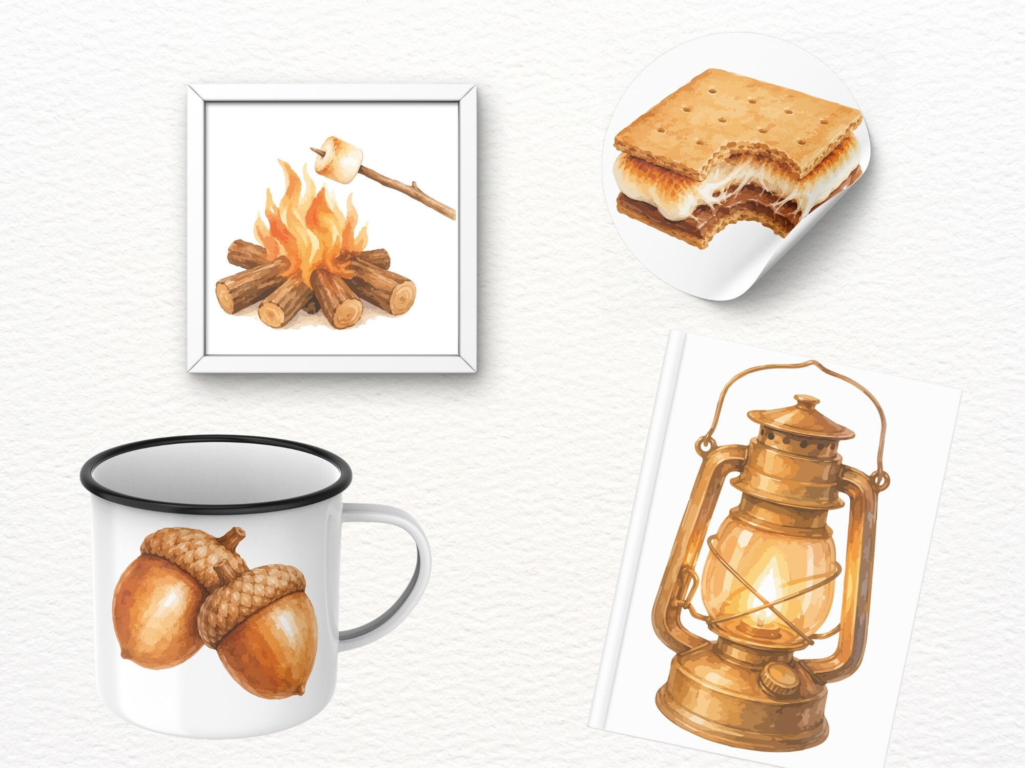 Fall S’mores Watercolor Clipart Autumn - photo 4