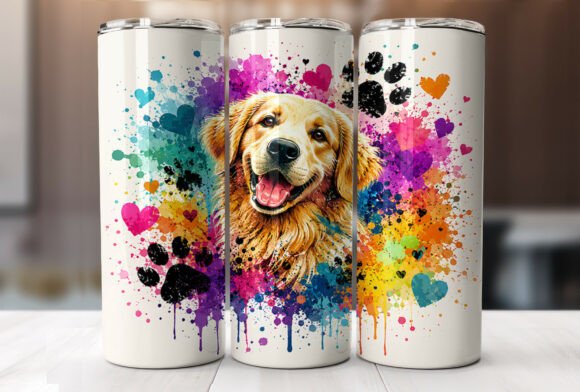 Golden Retriever Paw Print Tumbler Wraps
