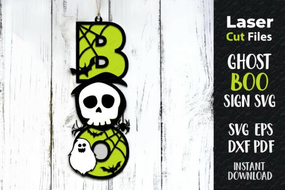 Halloween BOO Sign Ghost Ornament SVG