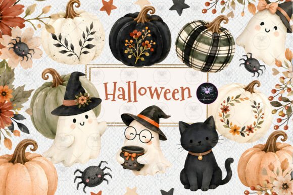 Halloween Ghosts Pumpkins Clipart