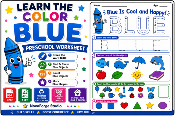 Learn the Color Blue Preschool Worksheet