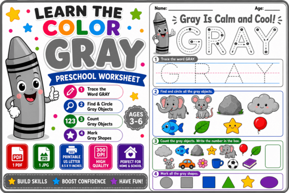 Learn the Color Gray Preschool Worksheet
